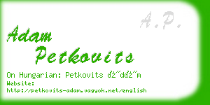 adam petkovits business card